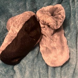 Plush gray, warm slippers